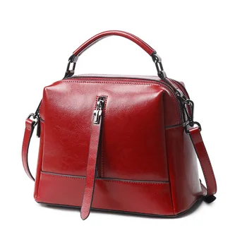 

Oil-wax Cowhide Women Handbag Double Layers Shoulder Bag Retro Style Cross Body Bag Big Capacity Female Travel Bag