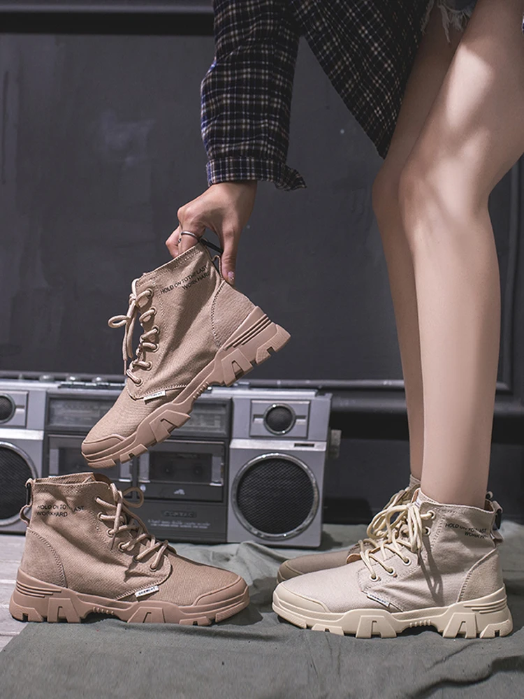 

Martin Boots Canvas Shoes Female British Wind Summer Boots 2019 New Breathable Platform Shoes