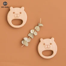 Faisons 1pc jouets de dentition en bois forme d'ours sans Bpa en bois bébé dentition dessin animé animaux en bois bricolage Bracelet de dentition bébé