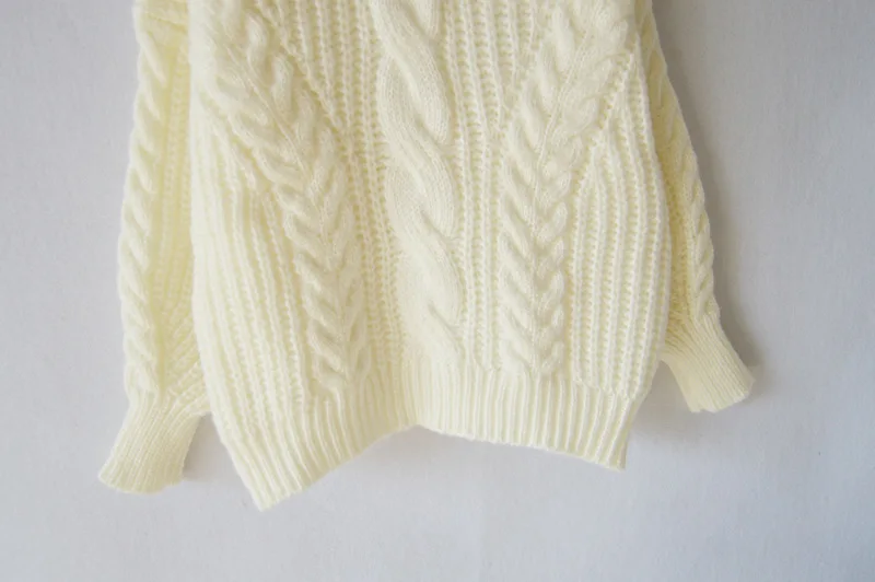 Осенне-зимний свитер для женщин Повседневный плотный теплый свободный свитер с высоким воротом объемный пуловер витой вязаный свитер