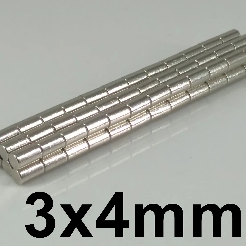 200 шт диск 3x4 мм n35 редкоземельный постоянный сильный магнит, неодимовые магниты оптом NdFeB магниты никель 3*4 мм