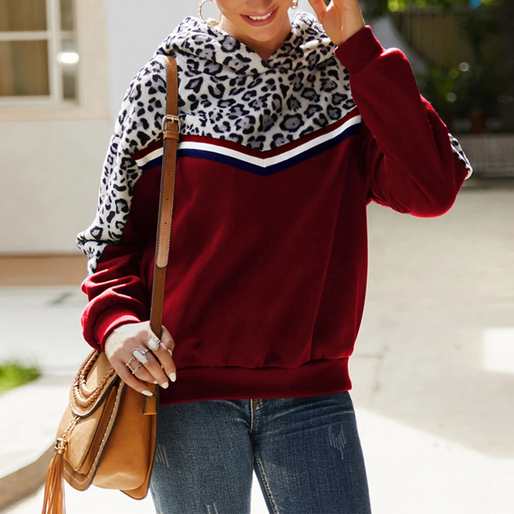 leopard panel drop shoulder sweatshirt