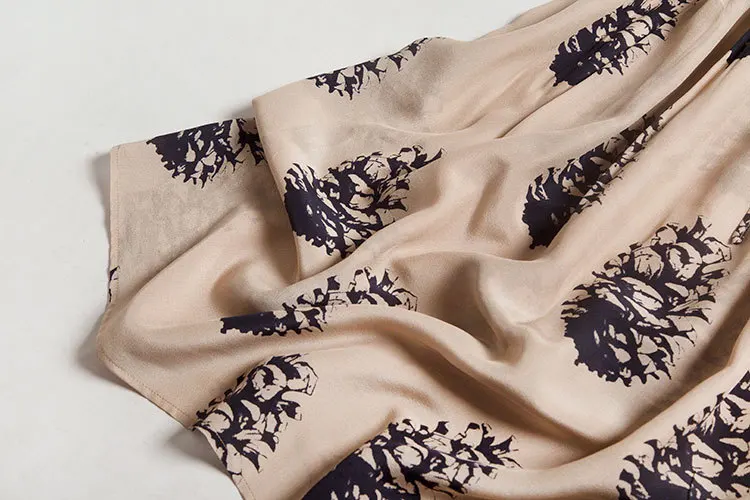 Pine Cone Printed Non-Mainstream Design Silk Loose
