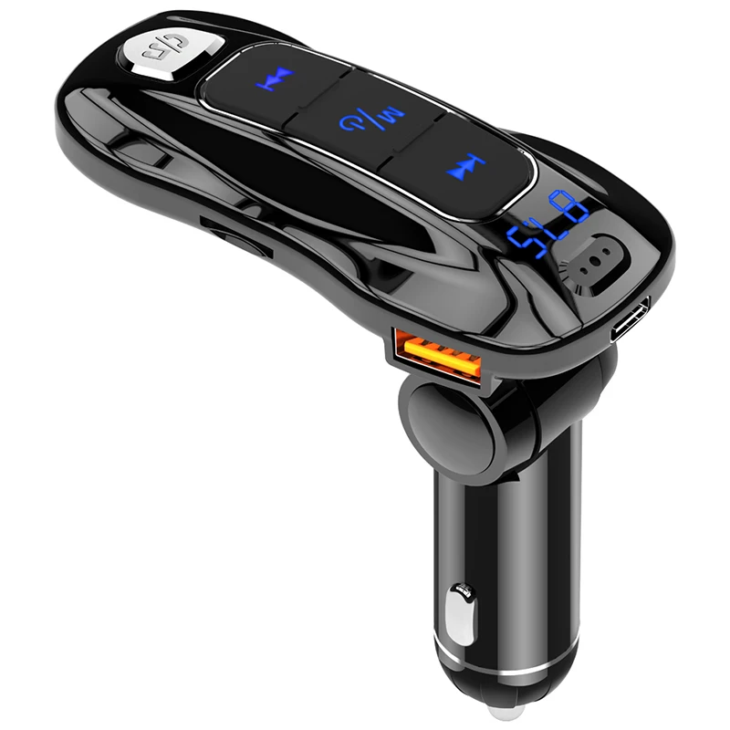 USB Автомобильное зарядное устройство деликатный дизайн BC55 18 Вт Быстрая зарядка USB зарядное устройство BT Hands-Free автомобильный комплект fm-передатчик модулятор