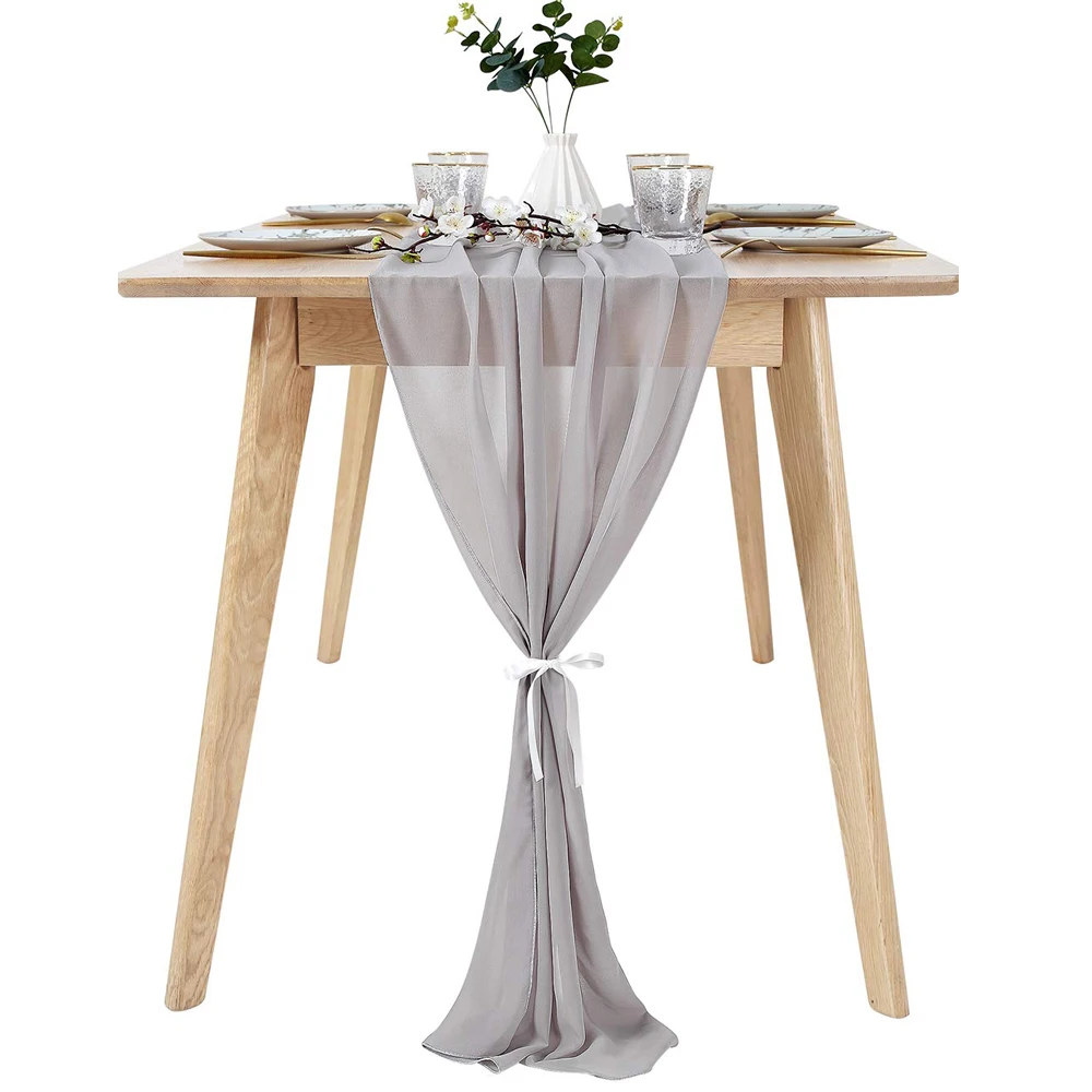 27 "x 120" белый шифоновый настольный бегун марлевые скатерти для свадебного декора 1 шт