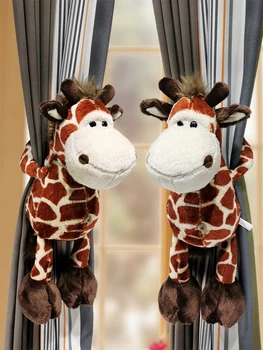 

2pcs Cartoon Giraffe Curtain Tieback Holder Straps Tie Backs Children Room Decoration Accessories Holdback Curtain Strap Hook