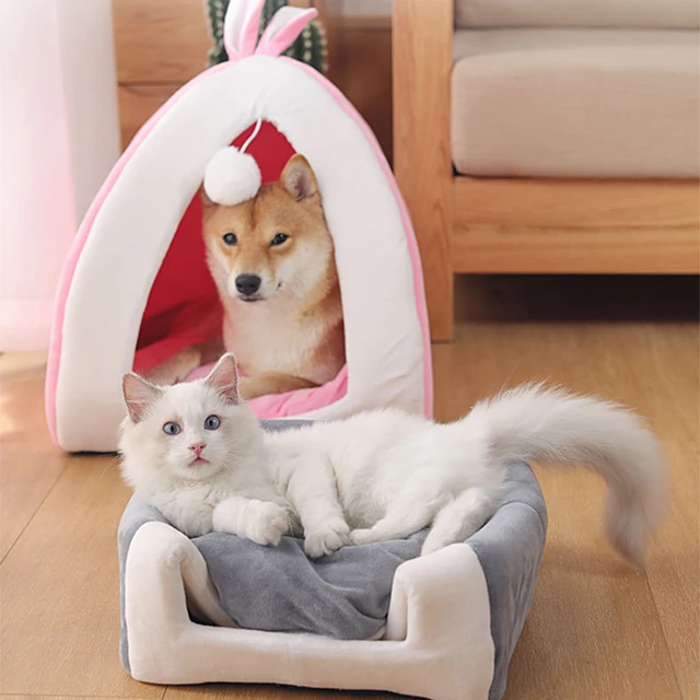 $US $11.21  Hot sell Pet Cat Bed Indoor Kitten House Warm Small for cats Dogs Nest Collapsible Cat Cave Cute Sl