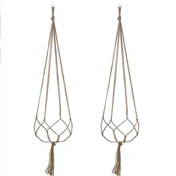 

90cm+105cm+122cm Hanging Baskets+5Pcs Hooks Plant Hanger Hemp Rope Hanging Planter Basket Net Bag Macrame Flowerpot Hanger Rack