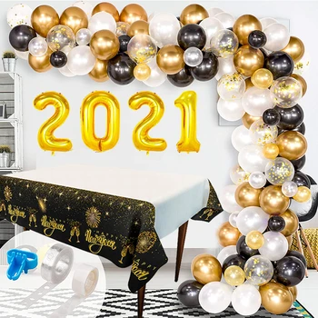 

125pcs/Set Balloons Garland Decor 2021 Happy New Year Party Table Decoration For Home Tablecloths Ornaments 2020 Christmas