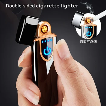 

Touch Screen Sensor Rechargeable Lighter USB Charging Lighters Flameless Windproof Metal Electric Cigarette Lighter for Men Gift
