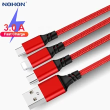 3 в 1 2 в 1 usb type C Micro 3A быстрое зарядное устройство кабель для iPhone XS Max X XR 5S 6 6S 7 8 Plus samsung S10 Android телефон провод шнур