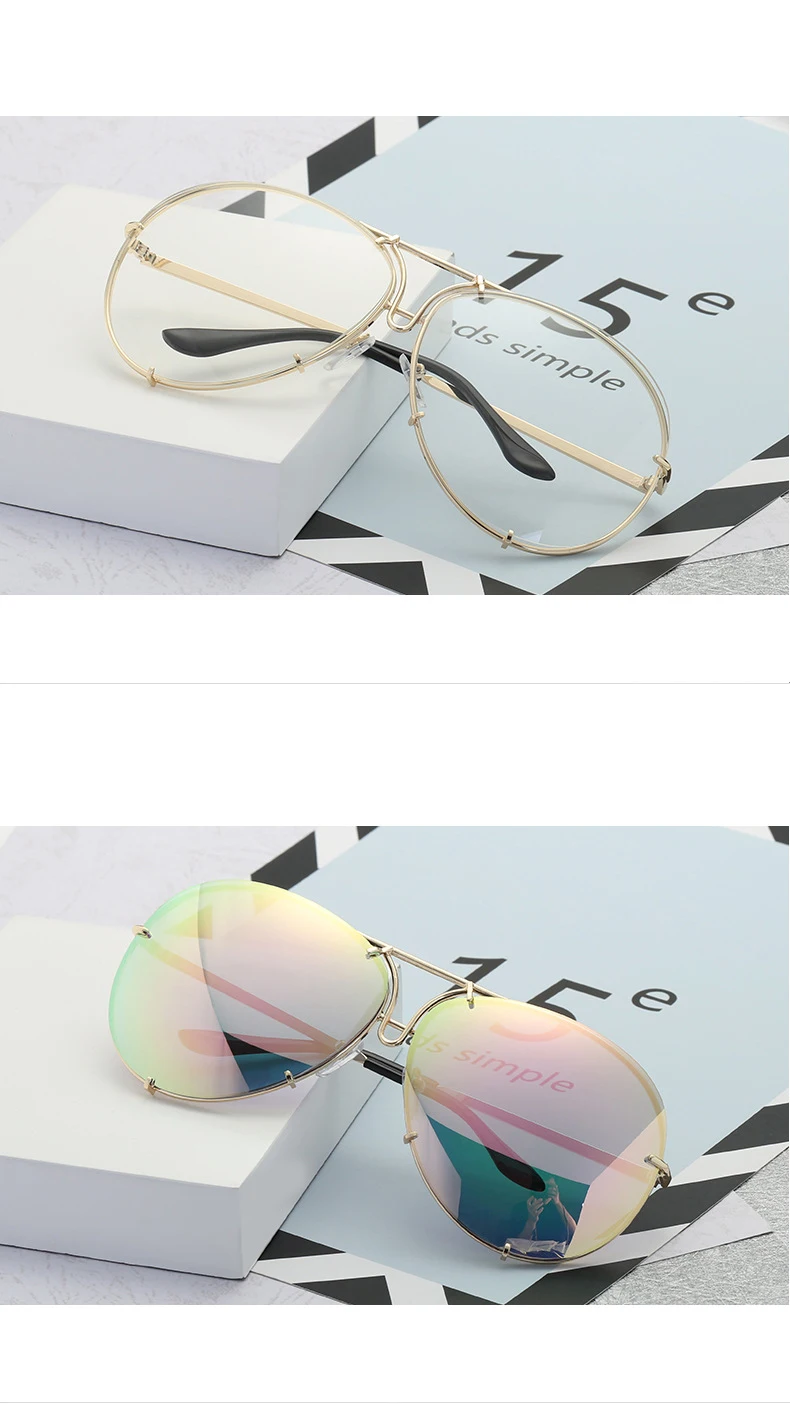 round sunglasses 2020 New Fashion Pilot Sunglasses Women Oversized Luxury Sun Glasses For Female Cool Mirror Vintage Lady Gradient Shades UV400 Women's Glasses