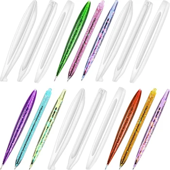 

9 Pieces Pen Shape Resin Molds Ballpoint Pen Silicone Molds Cylinder Epoxy Mold for DIY Pen Candle Crafts 3 Styles