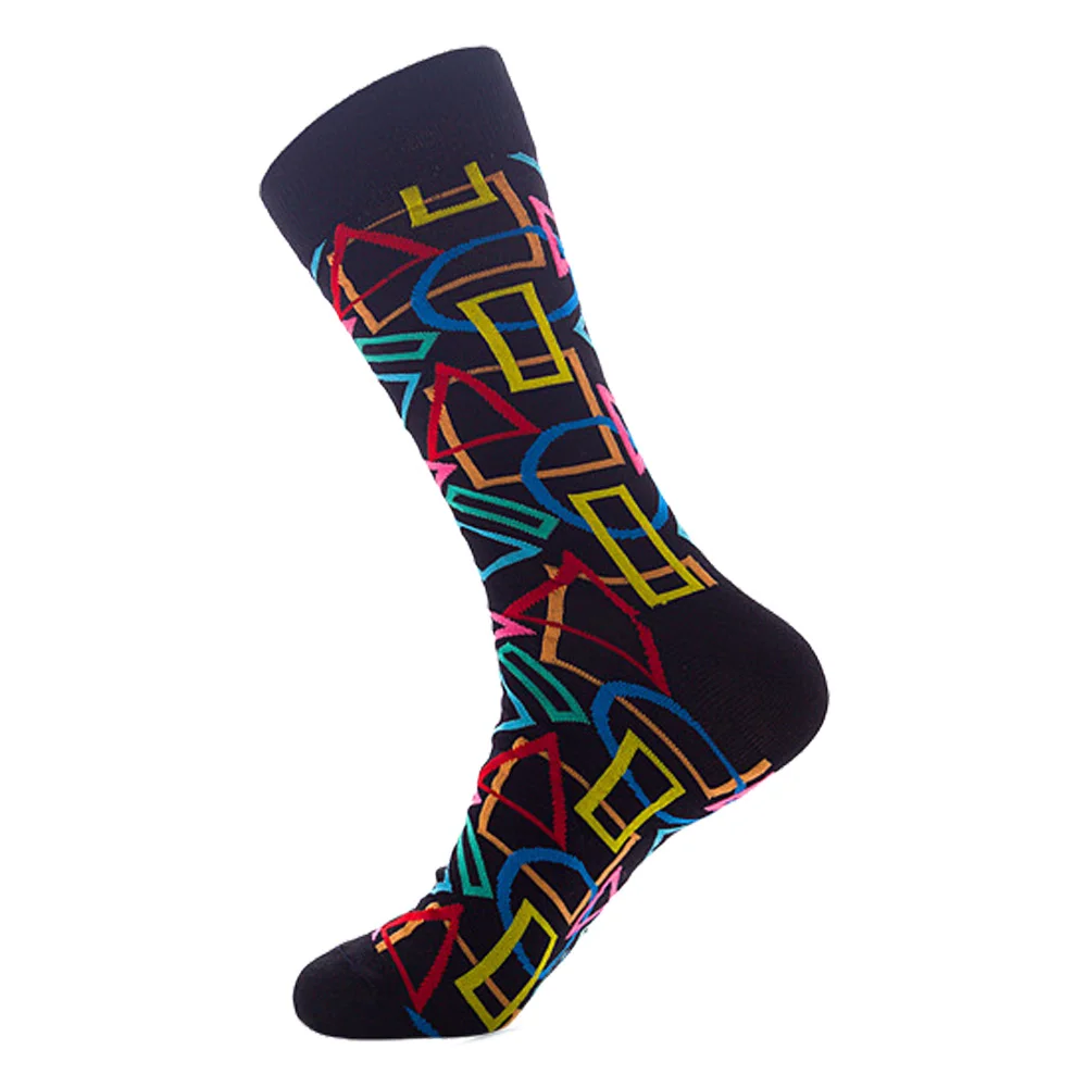 Цветные хлопковые мужские носки, забавные геометрические носки с изображением торта, картофеля фри, счастливой пиццы, скейта, Харадзюку, графические носки для рождественского подарка - Цвет: 5