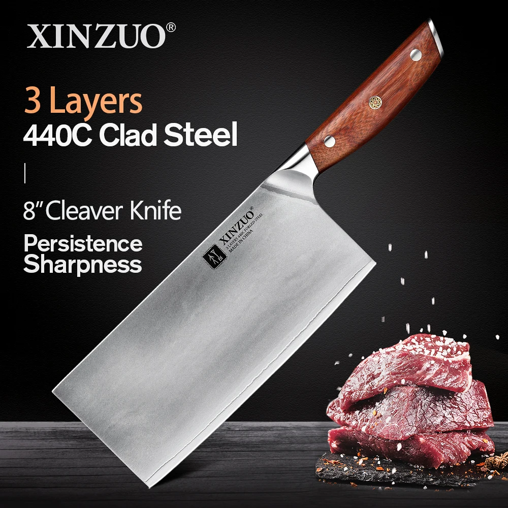 XINZUO 8 ''нож для нарезки кухни 440C плакированная сталь нержавеющая Ультра Острый