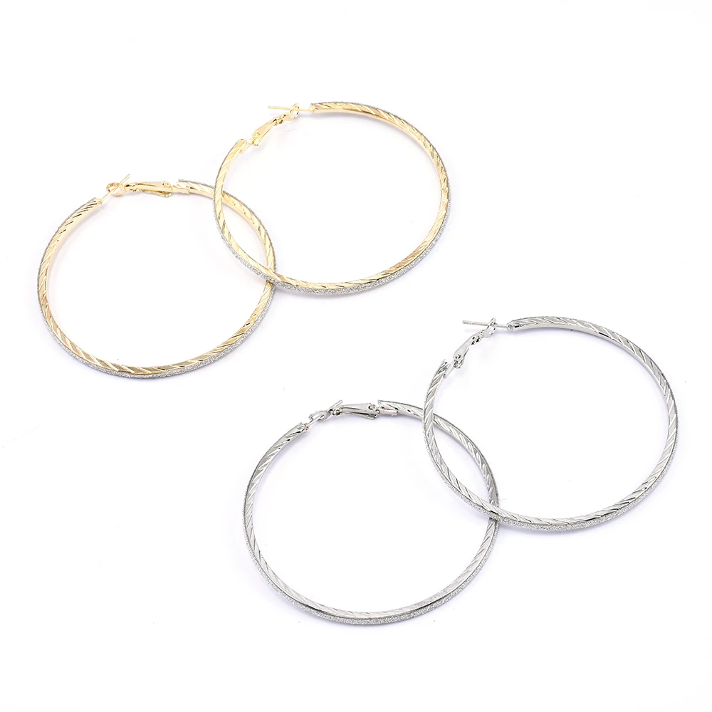 6CM Gold/Silver Hoop Earrings Round Dangle Big Earring Crystal Diamante Jewelry Women Pendientes ER923