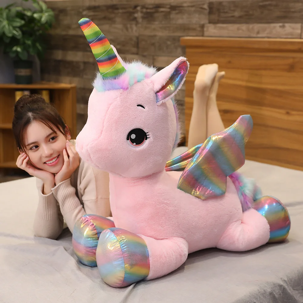 

Nice New soft cute unicorn dream rainbow plush toy high quality pink horse sweet girl home decor sleeping pillow gift for kids