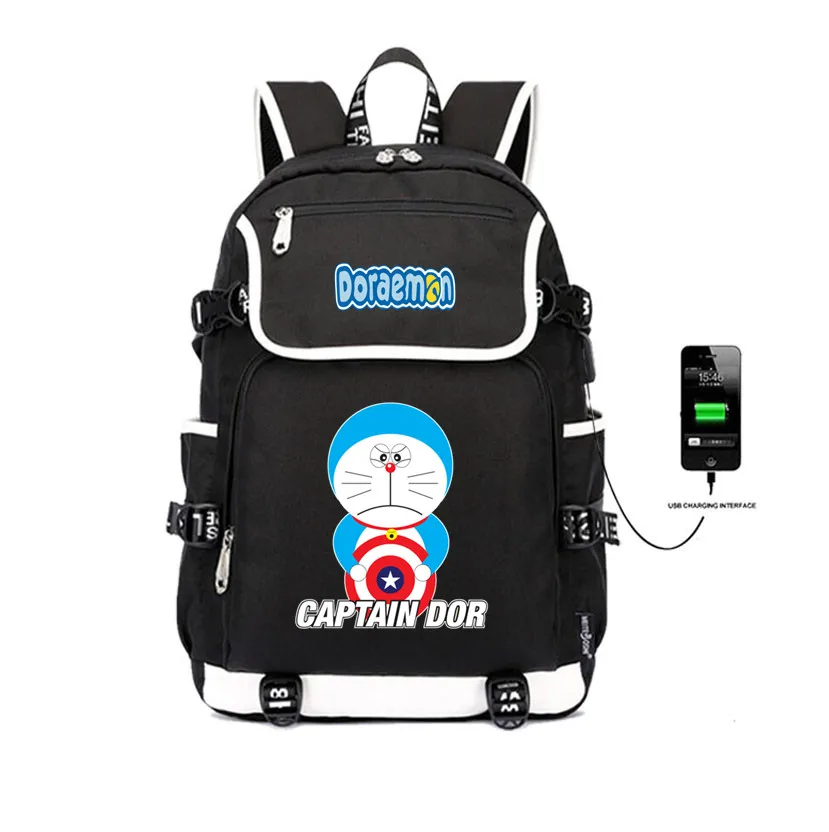 02 Doraemon рюкзак usb зарядка Рюкзак для ноутбука женский молодежный рюкзак школьные ранцы аниме рюкзак с мультяшным принтом - Цвет: 02