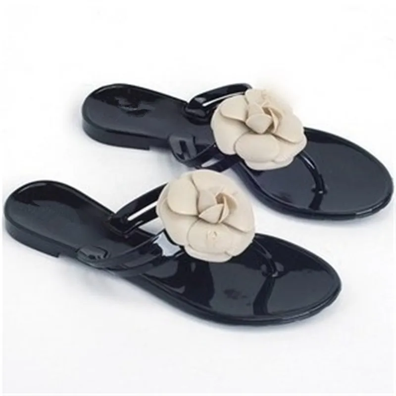 Kjstyrka/фирменный дизайн; женская прозрачная обувь с цветком камелии; шлепанцы; Летние вьетнамки; пляжная обувь; сандалии для бассейна; женские шлепанцы на плоской подошве