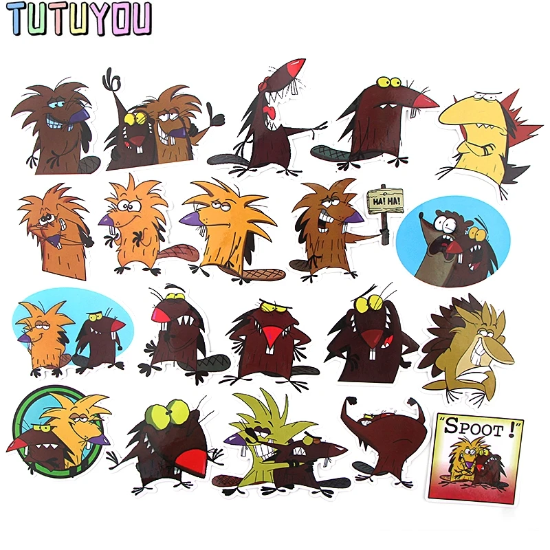 PC254 Wholesale 20set/lot 20 Pcs/set The Angry Beaver Cartoon Scrapbooking Stickers Decal For for Guitar Fridge Graffiti Sticker