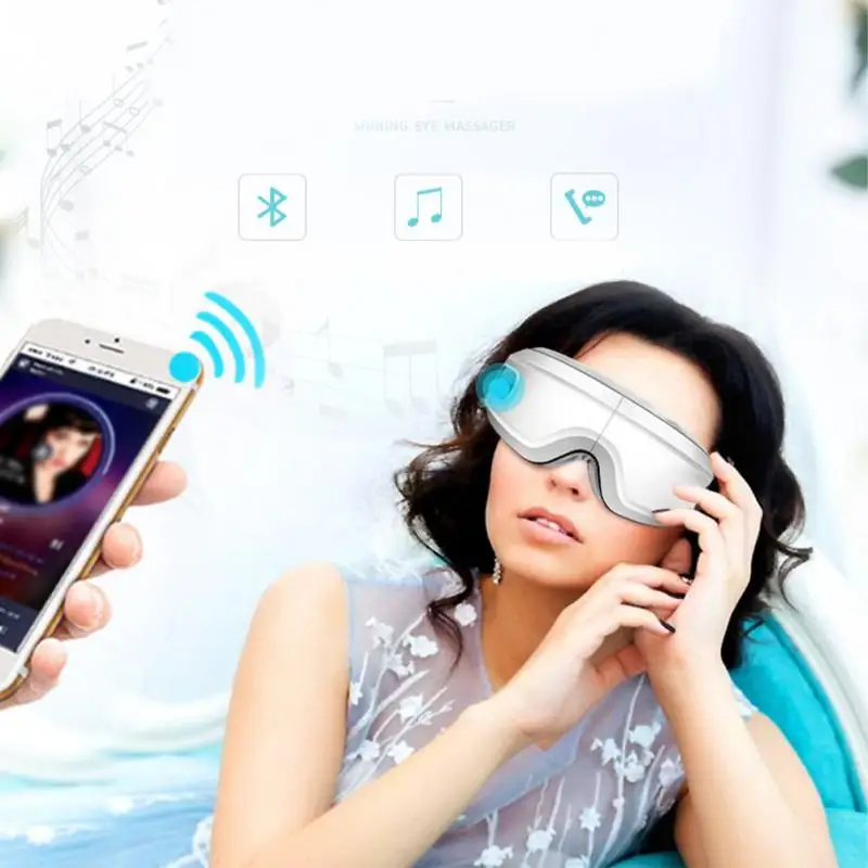 Heat Compression Dark Circle Alleviate Fatigue Electric Vibration Home Eye Massager Bluetooth Connection Travel Air Pressure 1