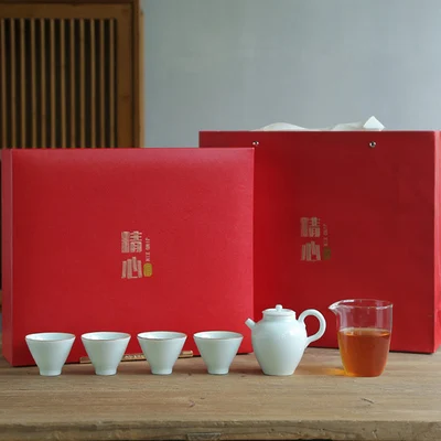 Ceramic Tea Set Gift A Pot And Four Cups Home Kung Fu Black Da Hong Pao Complete Celadon Teacup Teapot Teaware | Дом и сад