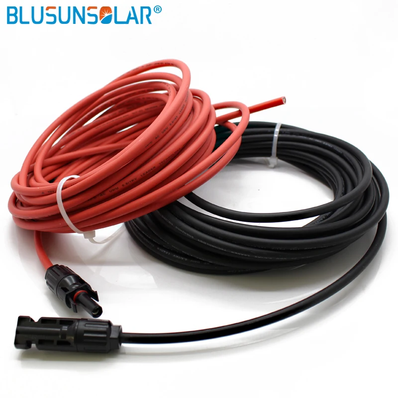 Pair Black+Red PT,Solar Panel wire 8 AWG with 2 Connectors compatible withMC4 