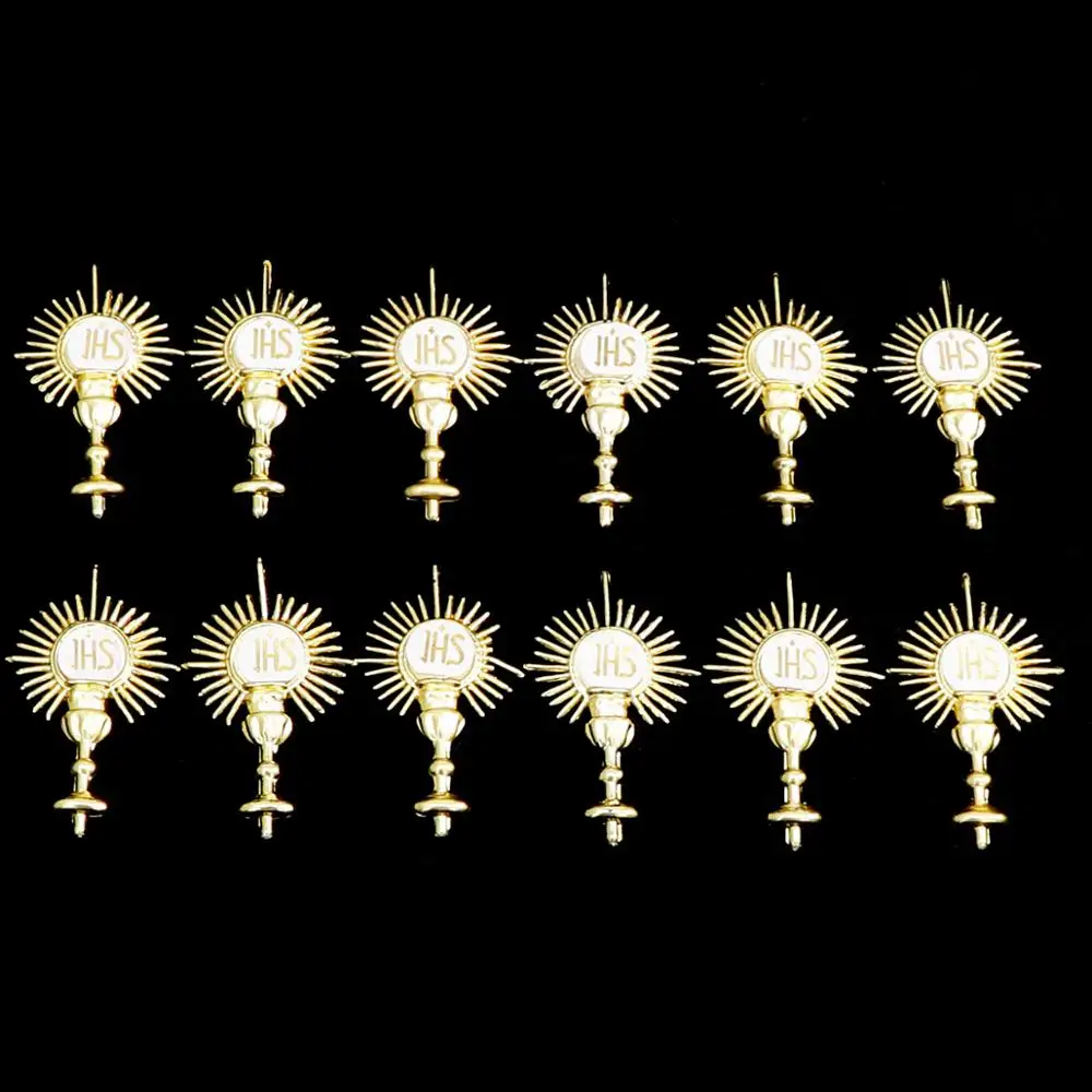 Imitation gold 12 шт. 27x44 мм Мини Первое причастие милое золото Святое таинство крещение вечерние украшения стола - Окраска металла: Imitation gold