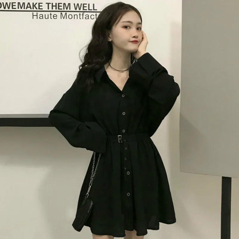 Mini Dress Women New Sexy Slim Abdomen Hepburn Style Fashionable Streetwear Solid Long Sleeve V-Neck Autumn Elegant Temperament wedding guest dresses