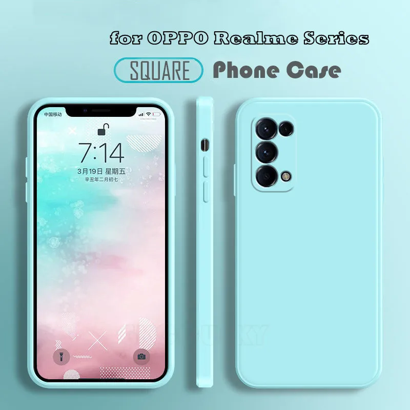Fashion Square Rahmen Silikon Telefon Fall Für Realme 8 7 7i 6i 6 6s 5 Pro C11 C15 C20 C21 XT X2 Pro GT Neo Weiche Schutzhülle_voghion.com
