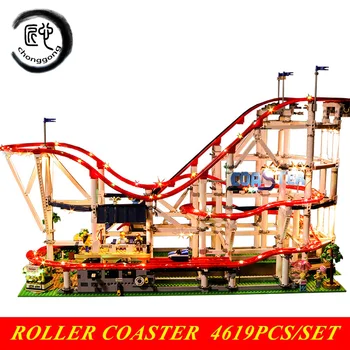 

With engine and led The roller coaster fit 10261 city creator figures building Blocks Bricks Kid Toys birthday gift