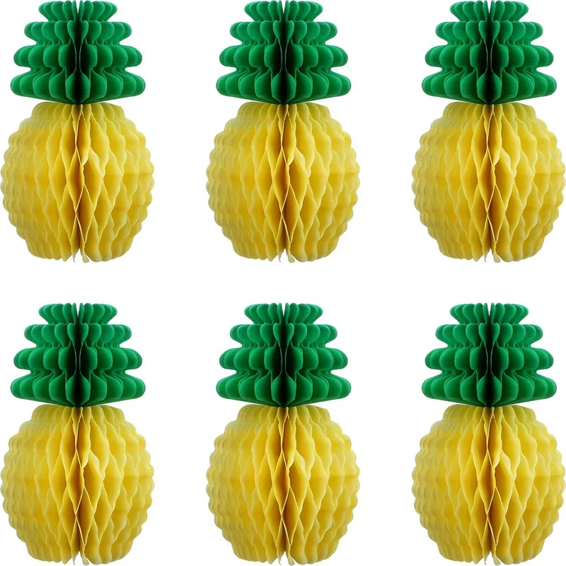 

6 Pack Tissue Paper Pineapple Honeycombs 12 Inch Party Supplies Table Decoration Party Hawaiian Theme Wedding Home Decor