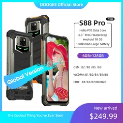 IP68/IP69K DOOGEE S88 Pro прочный мобильный телефон 10000 мАч телефон на процессоре Helio P70 Octa Core 6 ГБ Оперативная память 128 Гб Встроенная память Смартфон ...