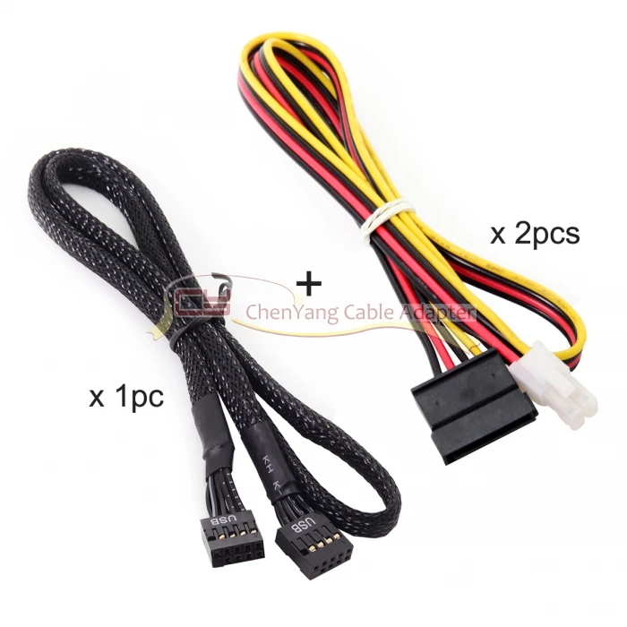 Два переключателя и USB 2,0 концентратор 2 порта Передняя панель к 9 pin кабель для 5,2" CD-ROM Bay