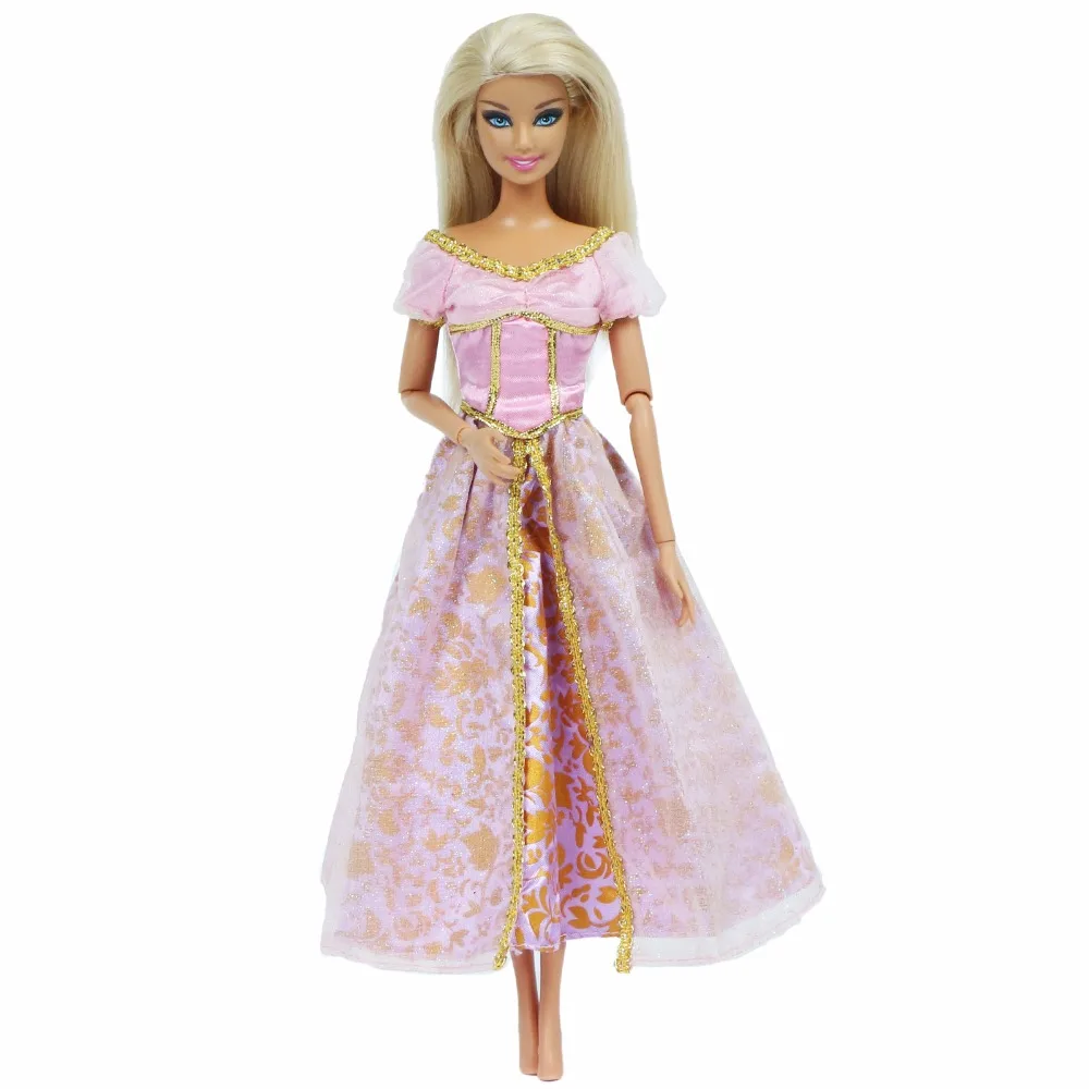 Аксессуары для кукол; классическая сказочная розовая одежда; бальное платье принцессы Рапунцель; карнавальный костюм; Одежда для куклы Барби