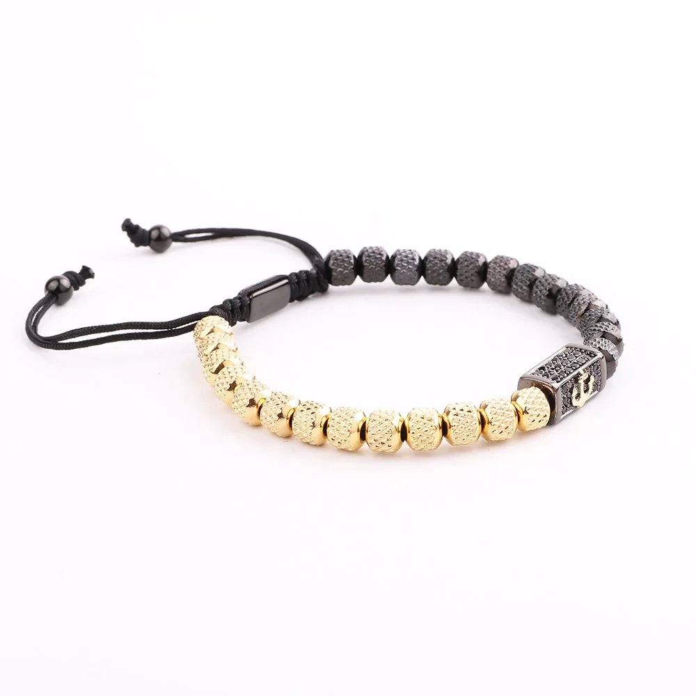 JARAVVI New Cute Design Stainless Steel Beads CZ Gold Anchor Charm Macrame Bracelet Men - Image 3