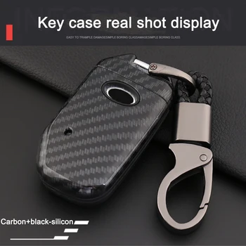 

Hot sale Carbon fiber+ABS Silicone key Cover for KIA Sportage 2018 2019 intelligent Car Remote Case key Holder Protector