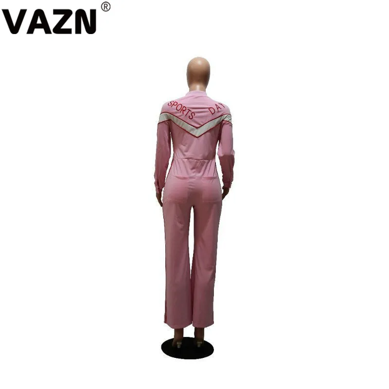 VAZN, прямые, одноцветные, новинка, хит, модные, уличные комбинезоны, широкие, повседневные, розовые, сексуальные, длинные штаны, Круглый ворот, длинный комбинезон