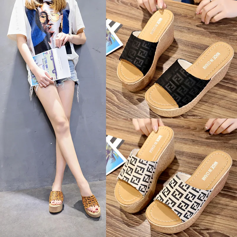 

2019 Summer New Style Women's Platform Sandals Versitile Fashion Slanted Heel Korean-style Sandals Outer Wear Anti-slip Wear-Res
