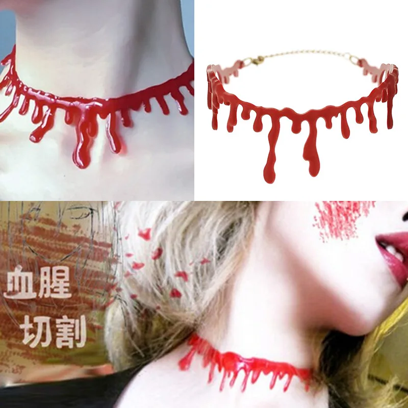 Хэллоуин ожерелье шар для макияжа кровоточащее ожерелье кровавое ожерелье реалистичное красное кольцо для шеи ароматизатор ожерелье