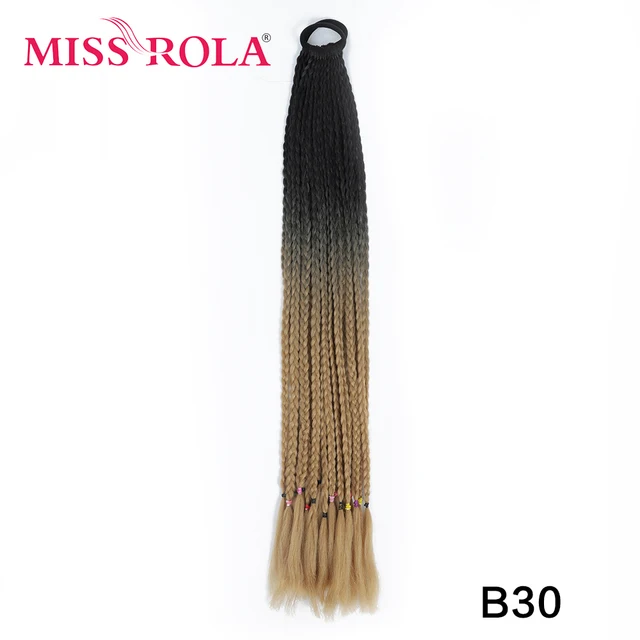 Synthetic Chignon Hair 60cm Hair Color Gradient Dirty Braided Ponytail Women Elastic Hair Rubber Band Hair Accessories Headband B30