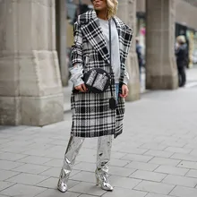 SAGACE элегантное осенне-зимнее женское длинное пальто повседневное высококачественное теплое шерстяное пальто модное клетчатое пальто с длинным рукавом женское