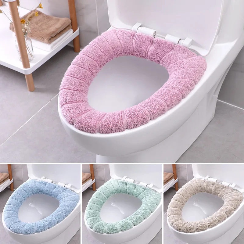 Soft Warm WC Cover Velvet Seat Cover Closestool Pads Thick Toilet Lid Case 