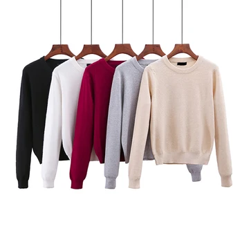 

HLBCBG Pullover Sweaters Women 2018 Autumn Winter Sweater Top Femme O Neck High Stretch Sueter Mujer Soft Cozy Ladies Jumper