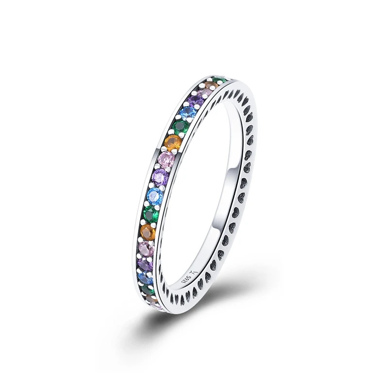 WOSTU, натуральная 925 пробы, серебро, радуга, цветной CZ камень, кольца на палец для женщин, роскошный бренд, вечерние, серебряные ювелирные изделия, подарок FIR392 - Цвет основного камня: FIR392