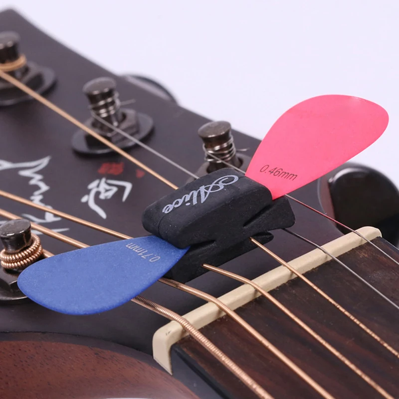 1Pc Angel wings Black Rubber Guitar Pick Holder Fix On Headstock For Guitar Bass Ukulele Cute Guitar Accessories