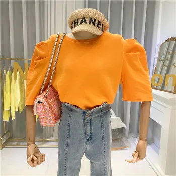 

Fashion High Street Puff Sleeve T-shirts Women 2020 Summer Half Sleeve Tops Feminino Casual Clothes for Women