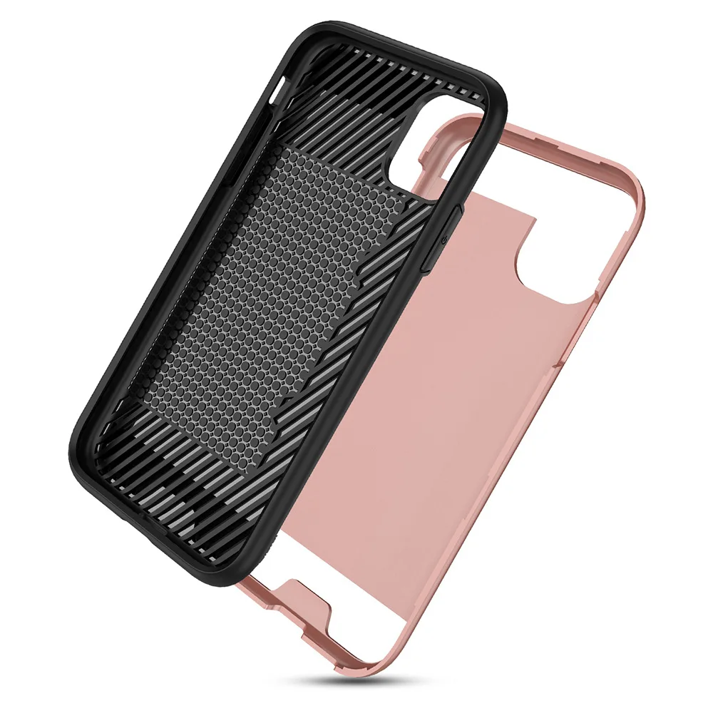

1pcs/lot For iphone 11 Pro Hybrid Armor Silicone+PC wire drawing Cover Case with card slot For Iphone 11 For Iphone 11 Pro Max