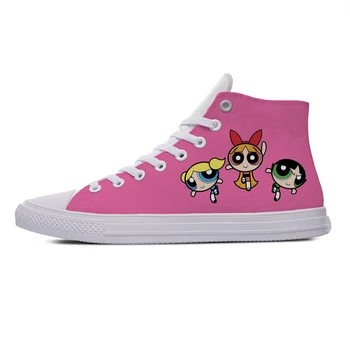 

Girls Cartoon Powerpuff Hot Cute Funny Fashion Casual Canvas Shoes High Top Breathable Lightweight 3D Printed Men Women Sneakers