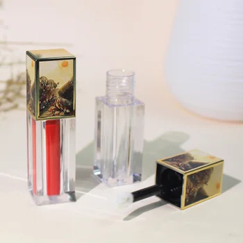 

4.5ml Square Shape Painting lip gloss tubes Transparent lipgloss packaging Tube Cosmetics Packaging Materials